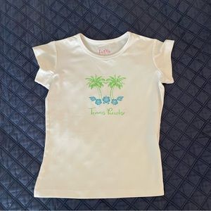 Li Mi Tennis Tee with Palm Trees and Rhinestones, Size x-Small.